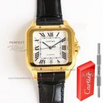 TW Factory Replica Cartier Santos Gold Case Men's Leather Strap Upgraded Buckle 